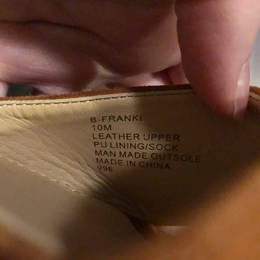 Brian Atwood gorgeous suede tan brown cognac platform sandals heels 10 studded - Picture 7 of 7